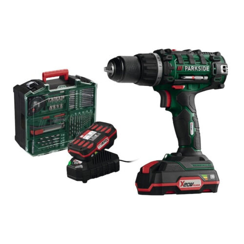 Taladro inalámbrico PARKSIDE® 20 V 2 en 1 y set de inicio PABS 20 Li G8 con 2 baterías/cargador